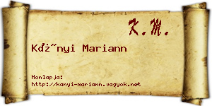 Kányi Mariann névjegykártya